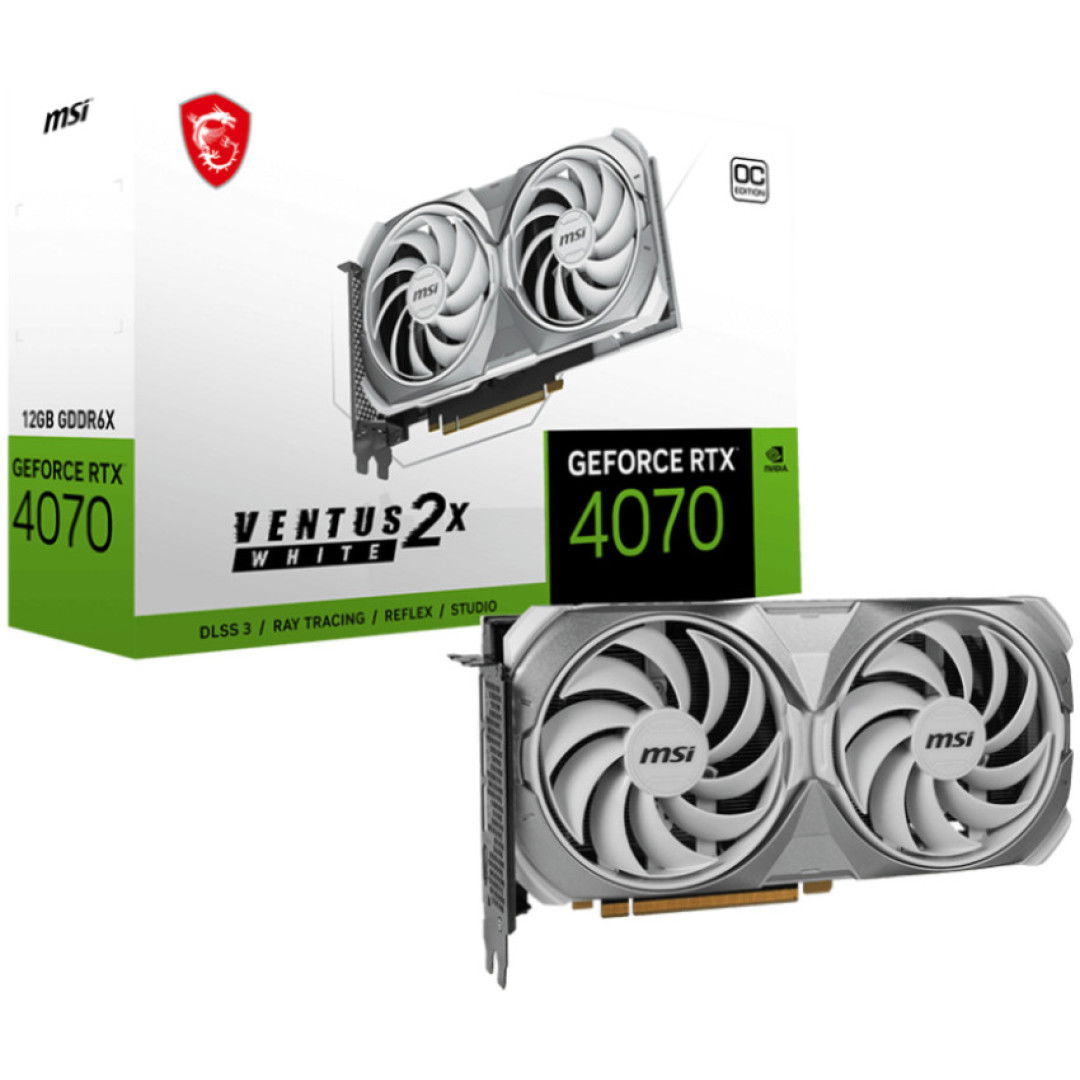 Grafična kartica nVidia RTX4070 MSI Ventus 2X Bela - 12GB GDDR6X (V513-403R)