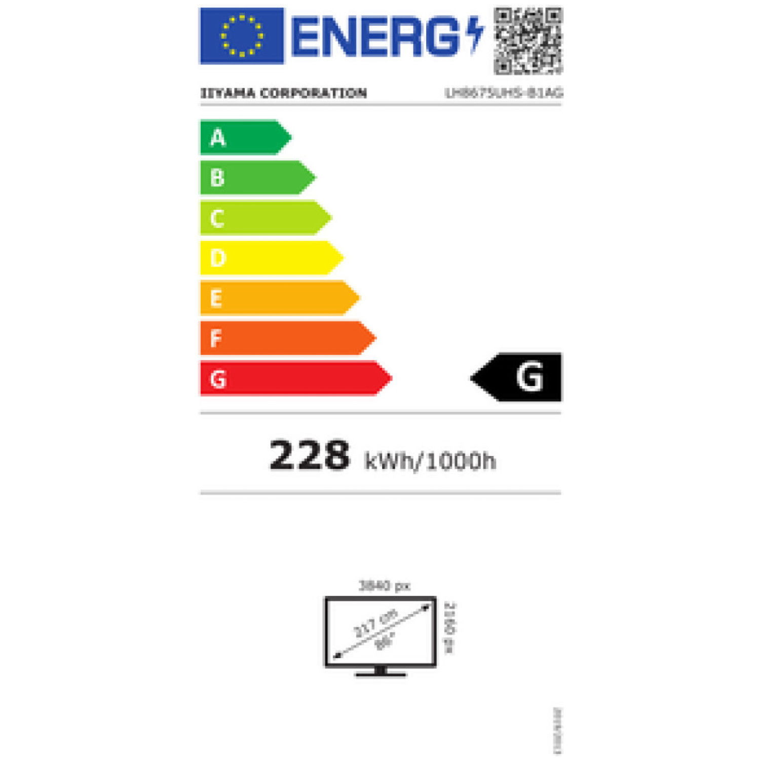 0") LH8675UHS-B1AG 3840x2160 60Hz IPS 3xHDMI DisplayPort WiFi RJ45 RS232-In-Out 2xUSB2.0 IR zvočniki 2x10W NTSC72% 1400:1 500 cd/m2 Android OS 11