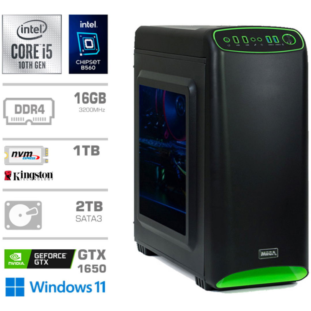 Računalnik MEGA MT 4000S i5-10400F/GTX1650/16GB/1TB-4.0/2TB/350W/Win11Home