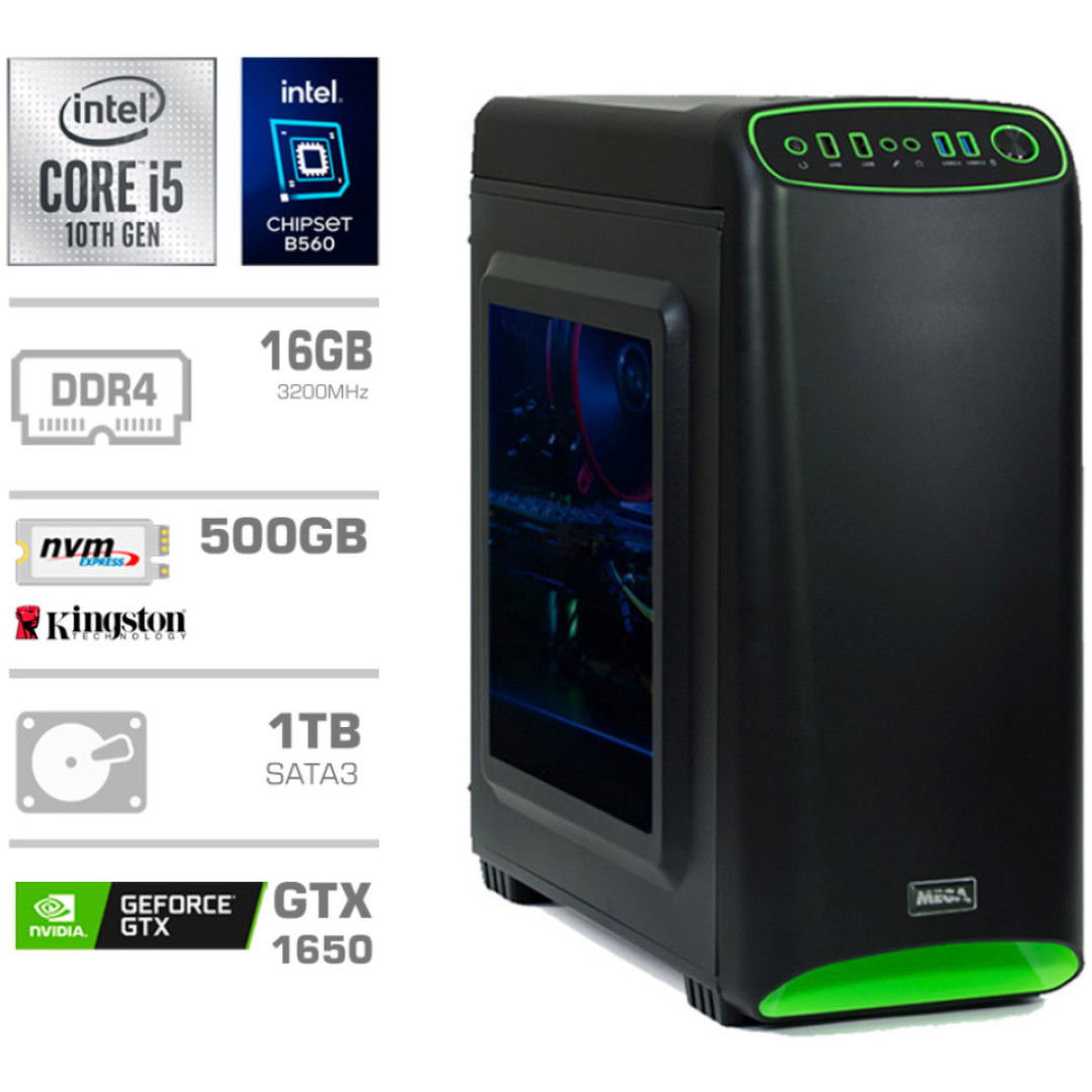 Računalnik MEGA MT 4000S i5-10400F/GTX1650/16GB/500GB-4.0/1TB/350W/Brez OS