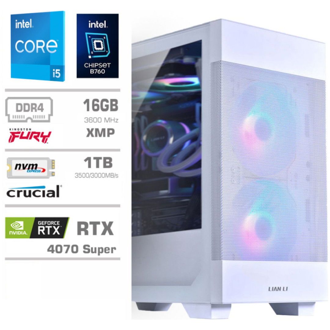 Računalnik MEGA MT S7X GAMER i5-14600KF/RTX4070 Super/16GB/1TB/750W/Brez OS/bela RGB