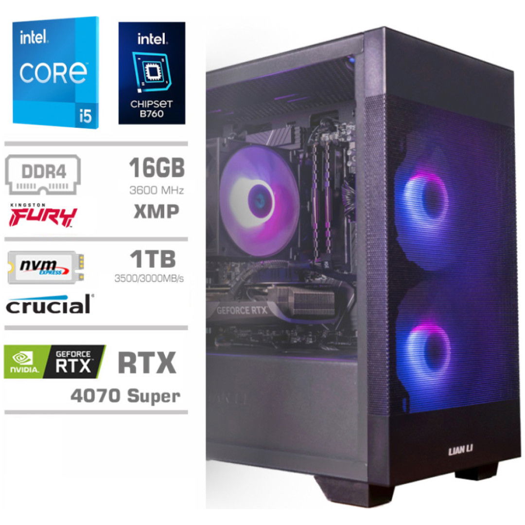 Računalnik MEGA MT S7X GAMER i5-14600KF/RTX4070 Super/16GB/1TB/750W/Brez OS/črna RGB