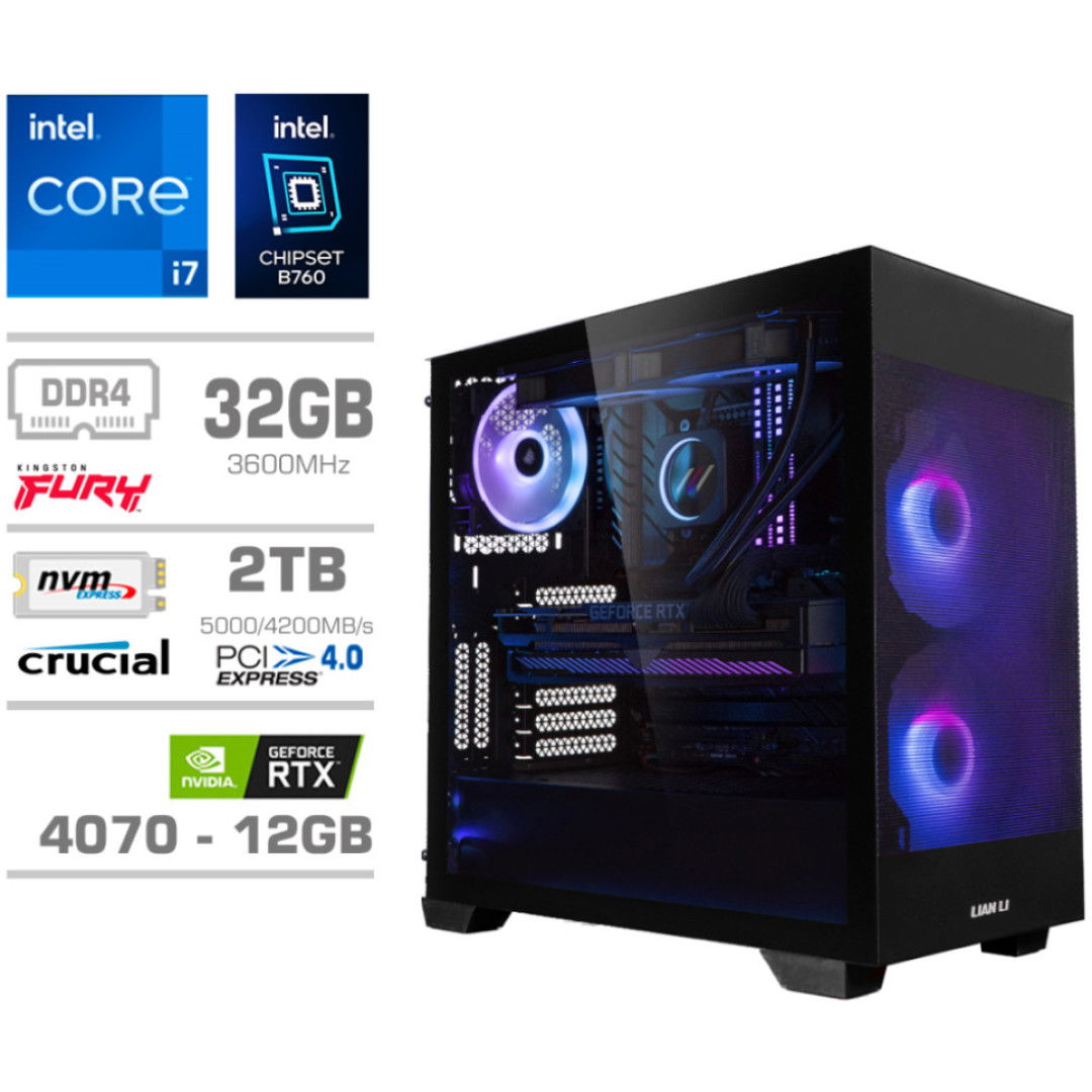 Računalnik MEGA MT S7X GAMER i7-12700K/RTX4070/32GB/2TB-4.0/750W/Brez OS/črna RGB