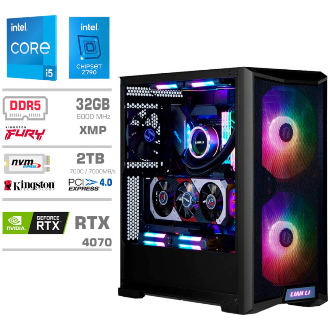 Računalnik MEGA TWR S10 i5-14600KF/RTX4070/32GB-DDR5/2TB-4.0/1000W/Brez OS/črna RGB