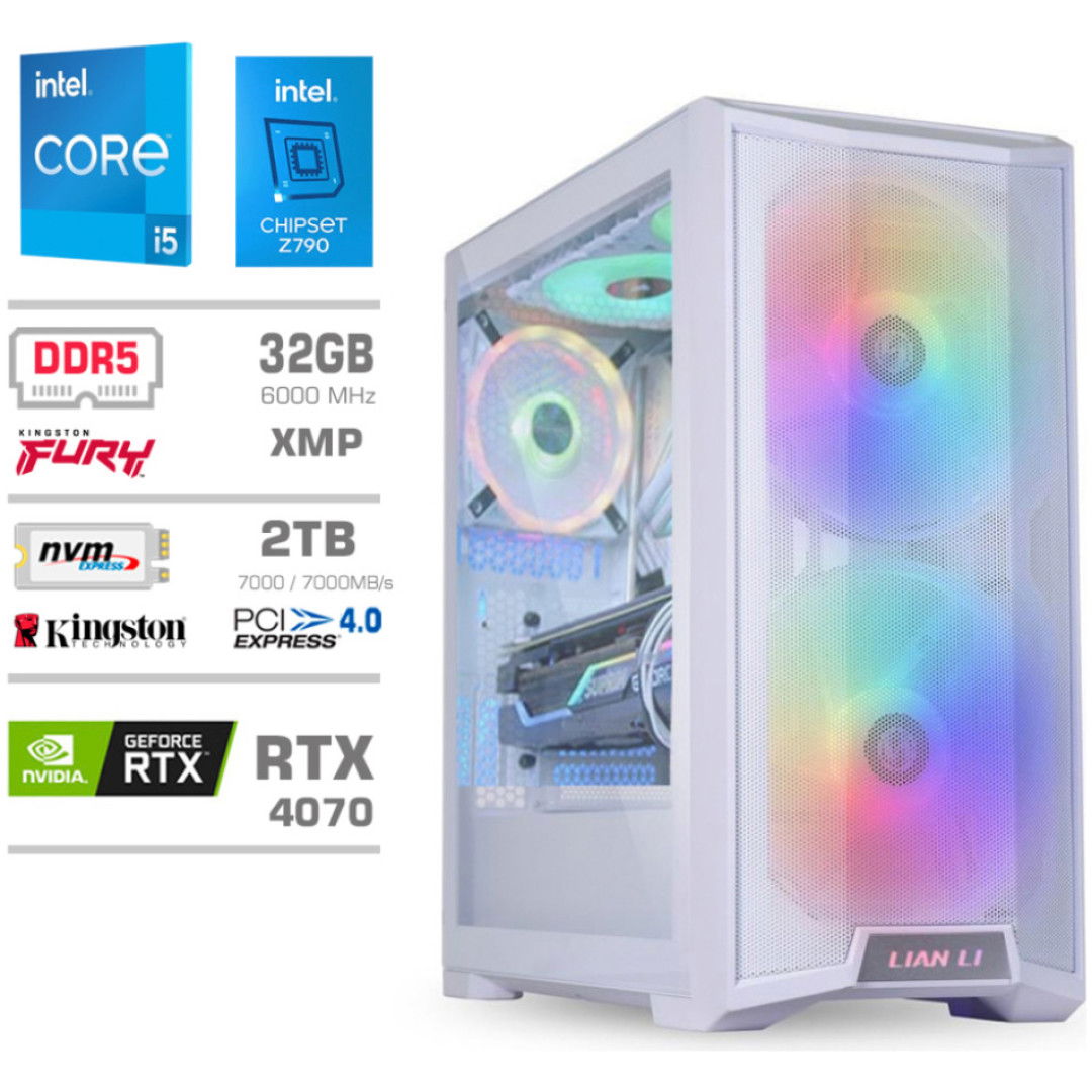 Računalnik MEGA TWR S10 i7-14700KF/RTX4070/32GB-DDR5/2TB-4.0/1000W/Brez OS/bela RGB