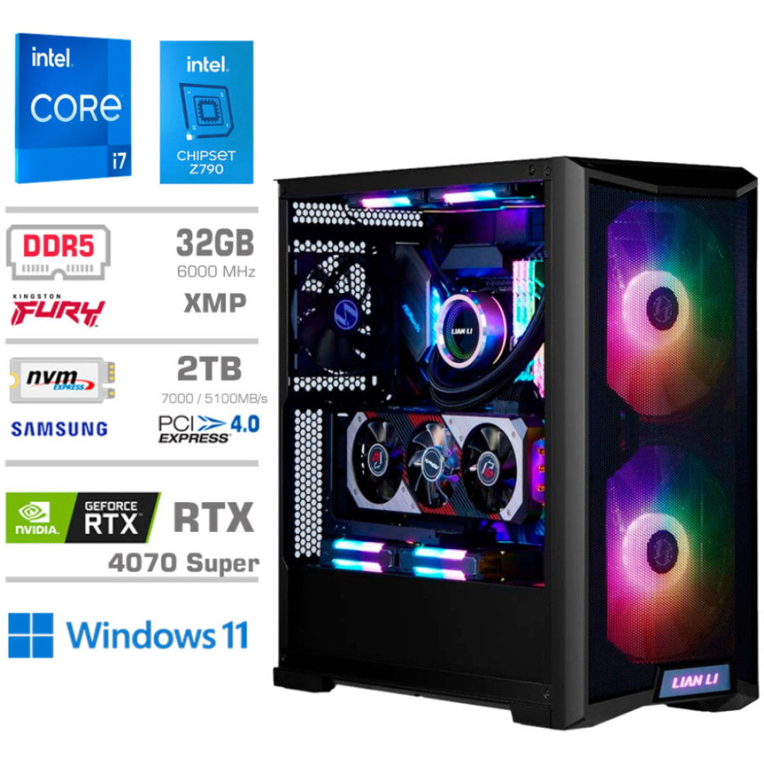 Računalnik MEGA TWR S10 i7-14700K/RTX4070 Super/32GB-DDR5/2TB-4.0/1000W/Win11Home/črna RGB