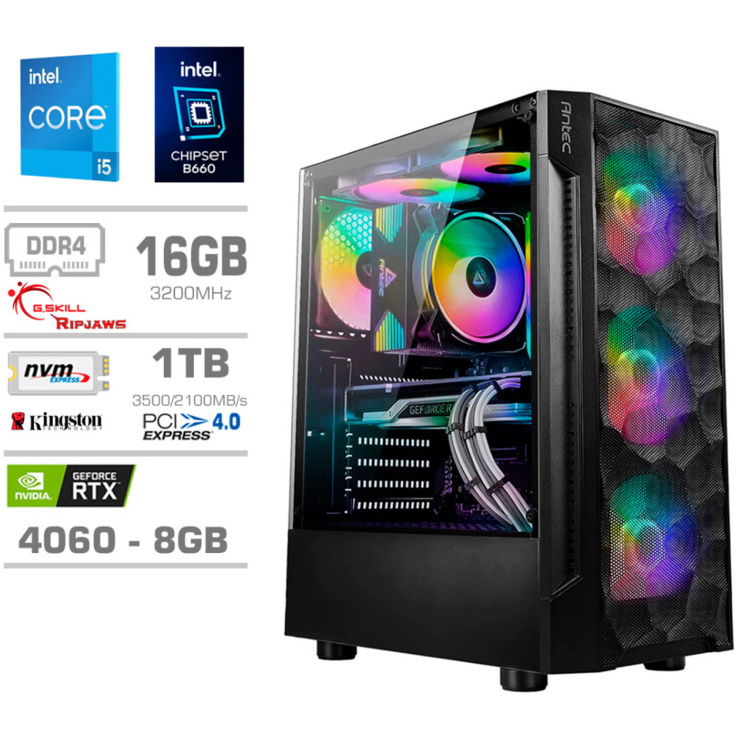 Računalnik MEGA TWR S7 i5-14600KF/RTX4060/16GB/1TB-4.0/750W/Brez OS RGB