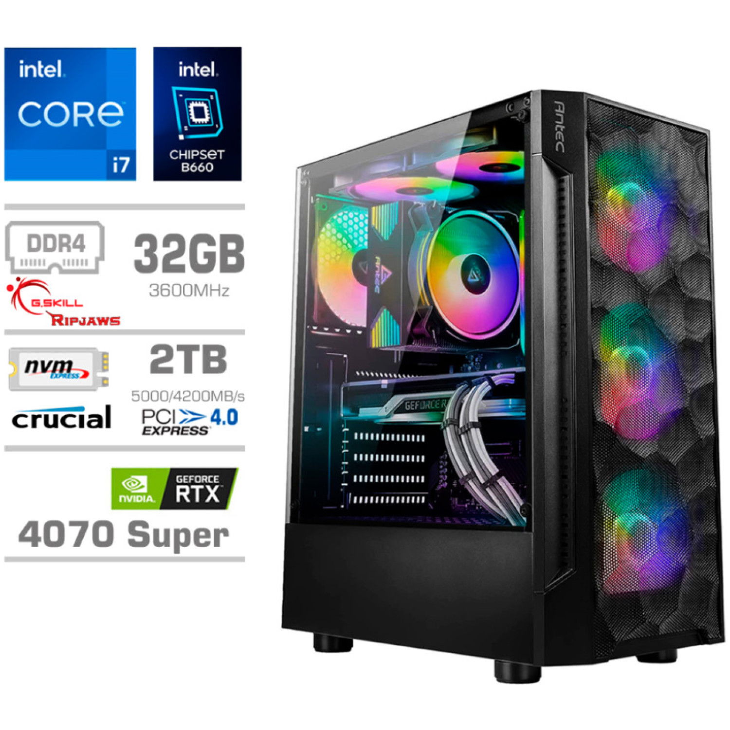 Računalnik MEGA TWR S7 i7-12700K/RTX4070 Super/32GB/2TB-4.0/750W/Brez OS RGB