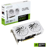 ASUS Dual GeForce RTX 4060 OC 8GB EVO GDDR6 (DUAL-RTX4060-O8G-EVO-WHITE) bela gaming grafična kartica