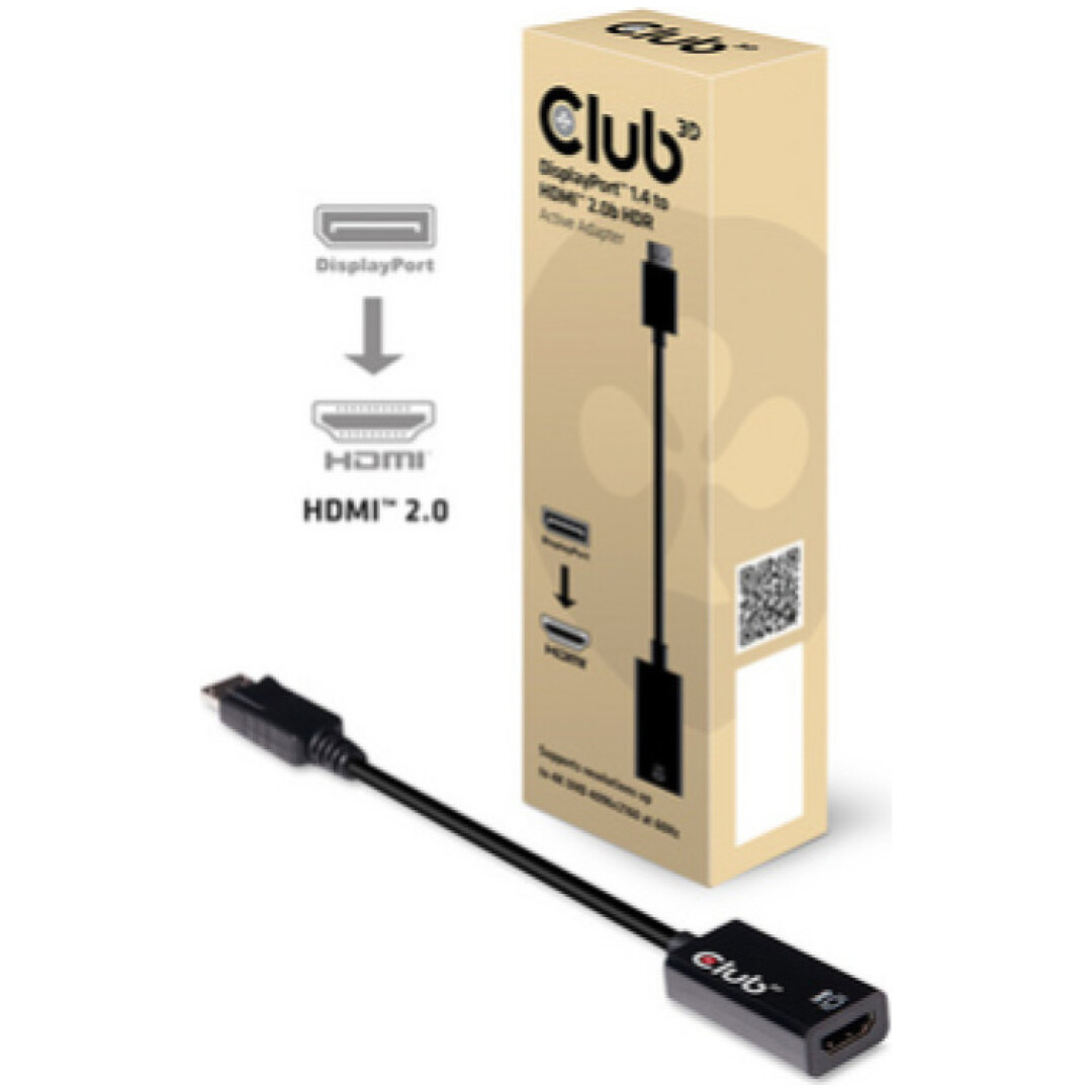 Adapter DisplayPort 1.4 (m) => HDMI (ž) 4K@60Hz (2.0b HDMI) Club 3D CAC-1080 aktivni