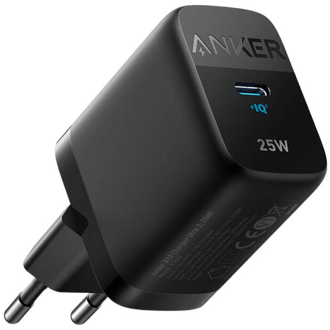 Hišni polnilec Anker 312 25W 220V => USB-C črn (A2642G11)