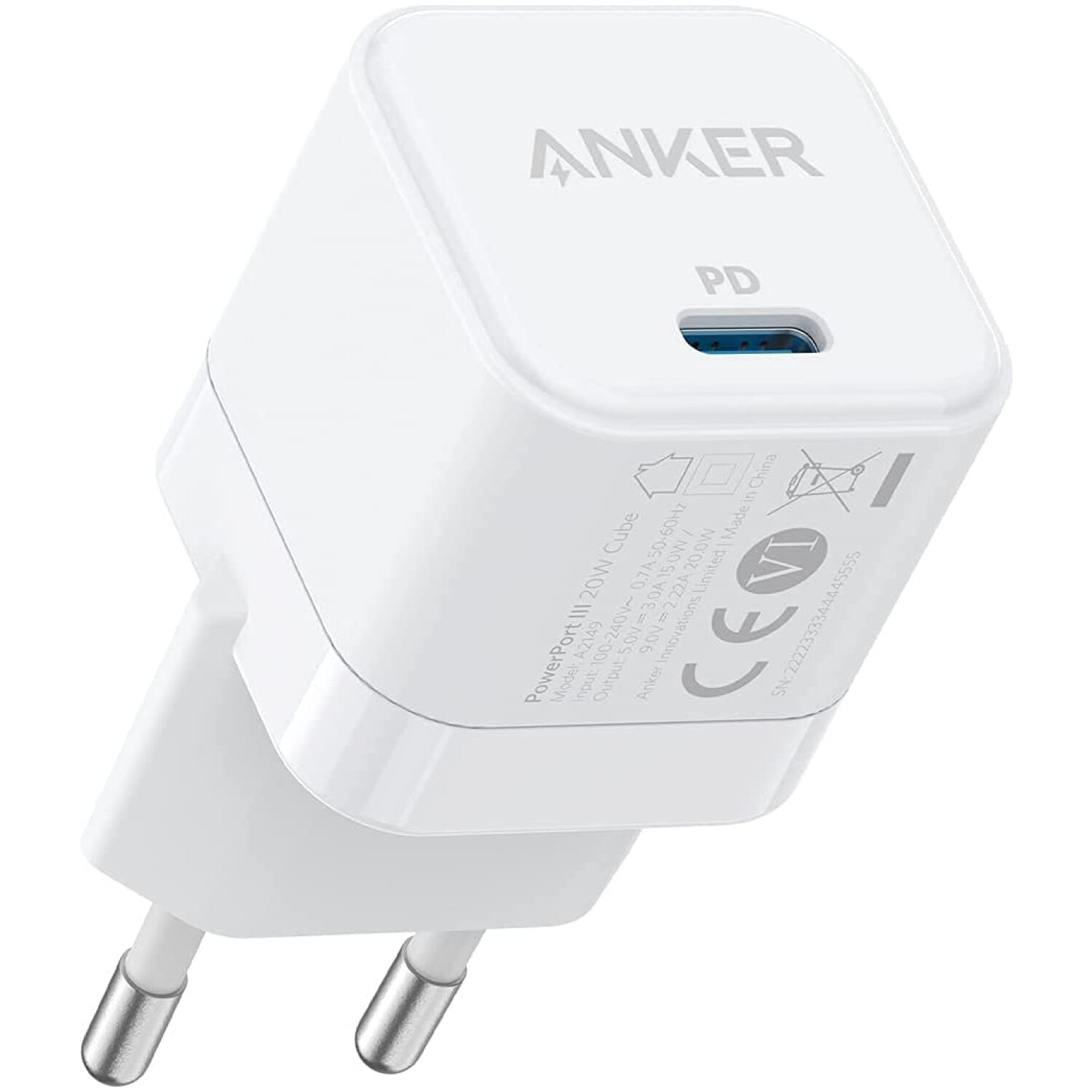 Anker Powerport III 20W USB-C stenski polnilec