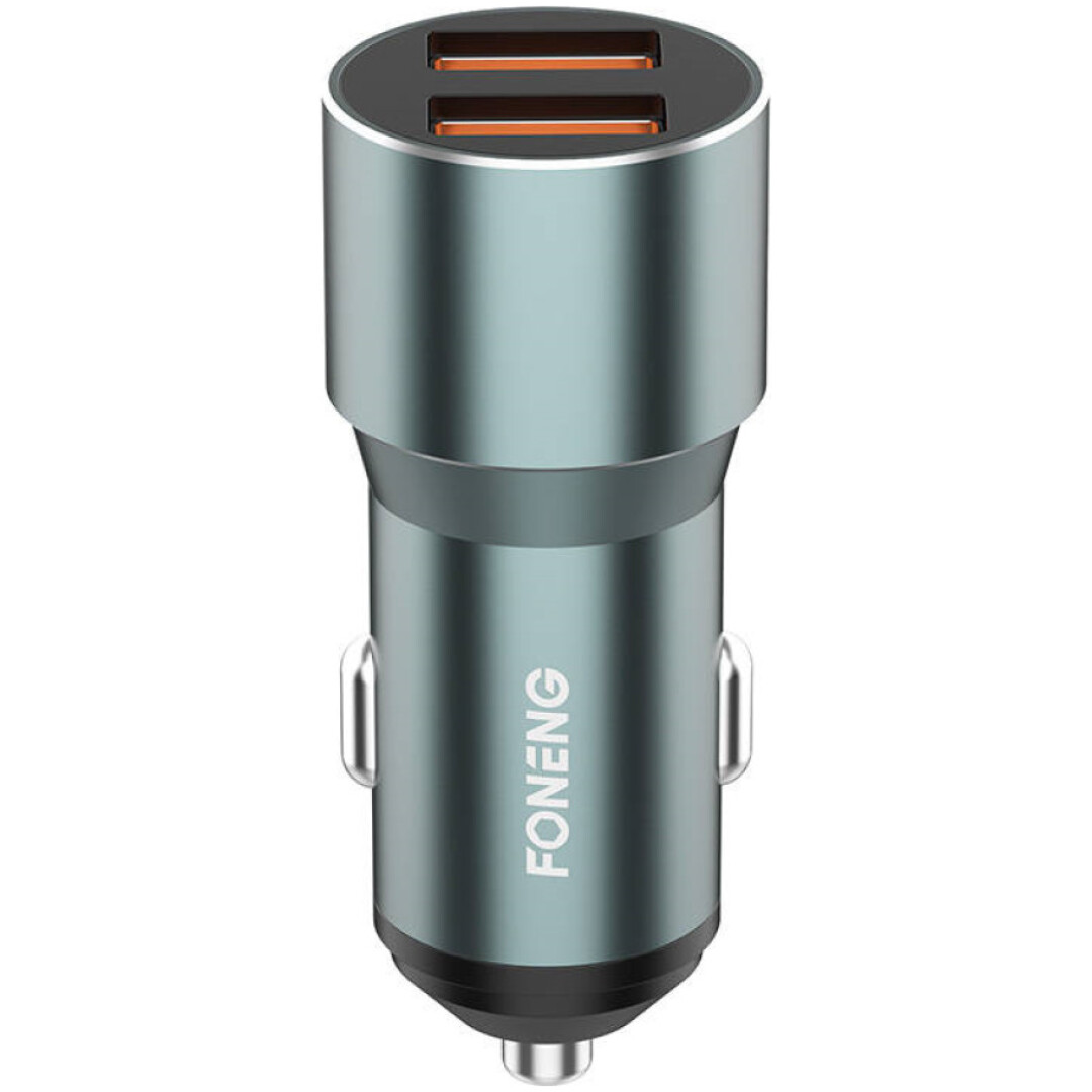 Avto polnilec 12V/24V => 2xUSB-A 36W QC3.0 Foneng (C19 Silver)Car charger Foneng C19 36W (silver)