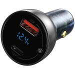 Avto polnilnik Baseus Particular Digital Display QC+PPS Dual Quick Charger Car Charger 65W (srebrni)