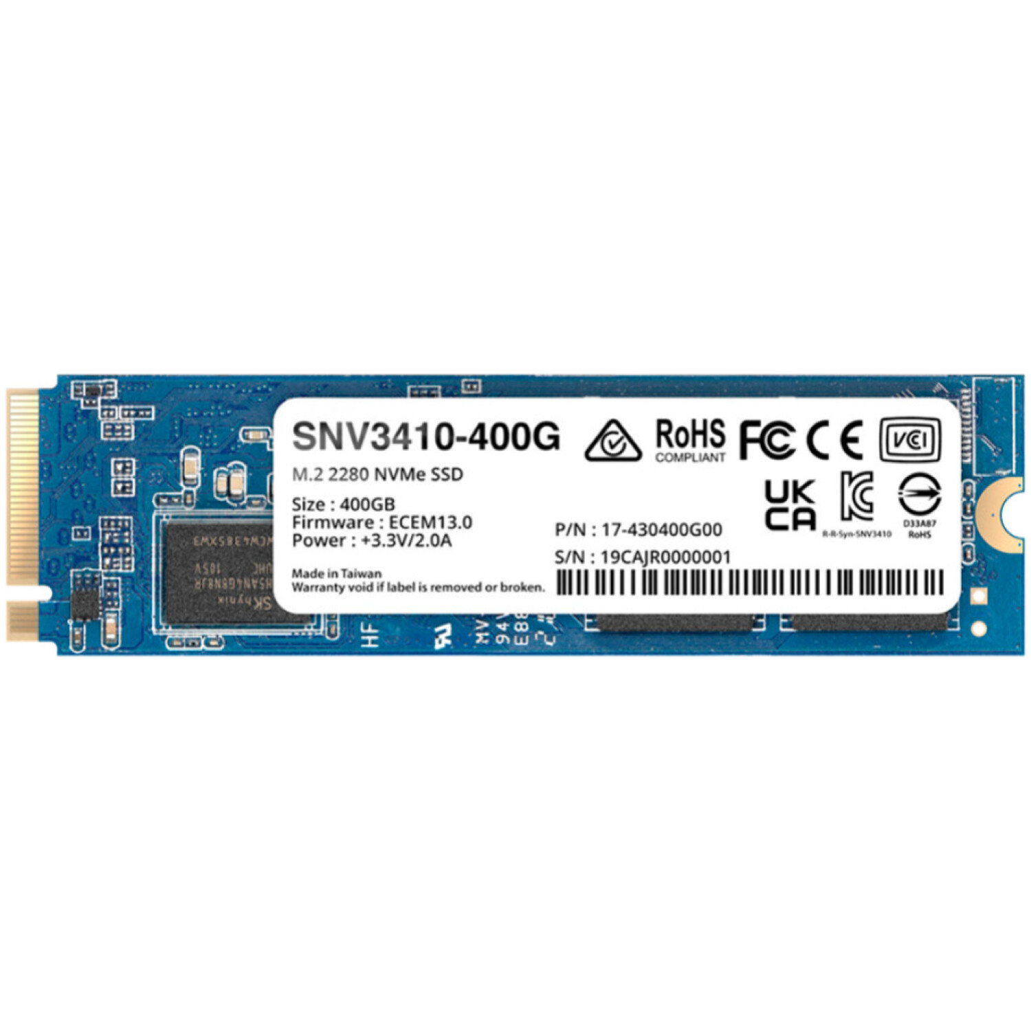 Disk SSD M.2 80mm PCIe 400GB Synology SNV3410-400G