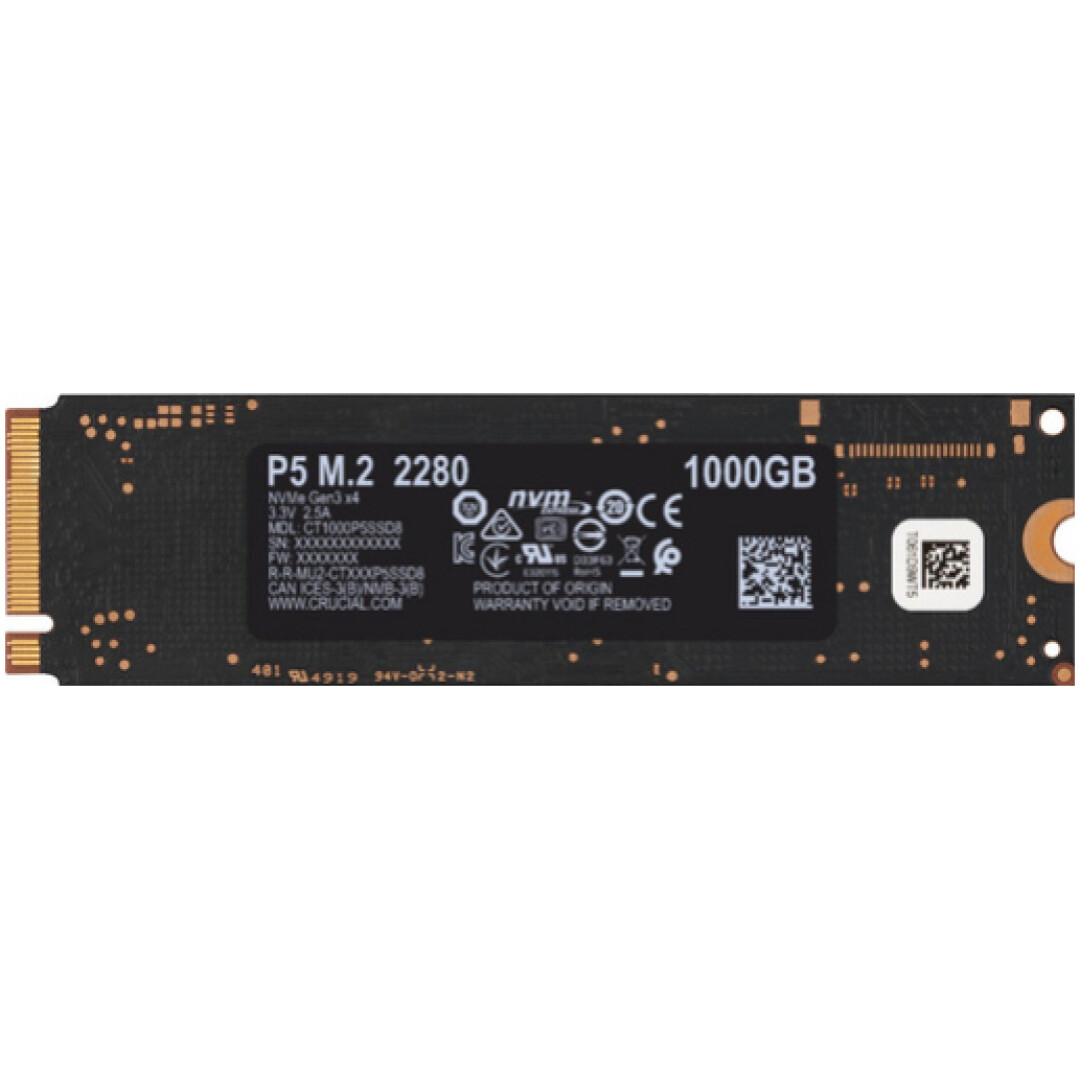 Disk SSD M.2 NVMe PCIe 3.0 1TB Crucial Crucial P5 2280 3400/3000MB/s (CT1000P5SSD8)