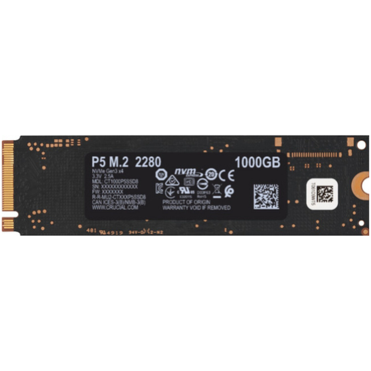 Disk SSD M.2 NVMe PCIe 3.0 1TB Crucial Crucial P5 2280 3400/3000MB/s (CT1000P5SSD8)