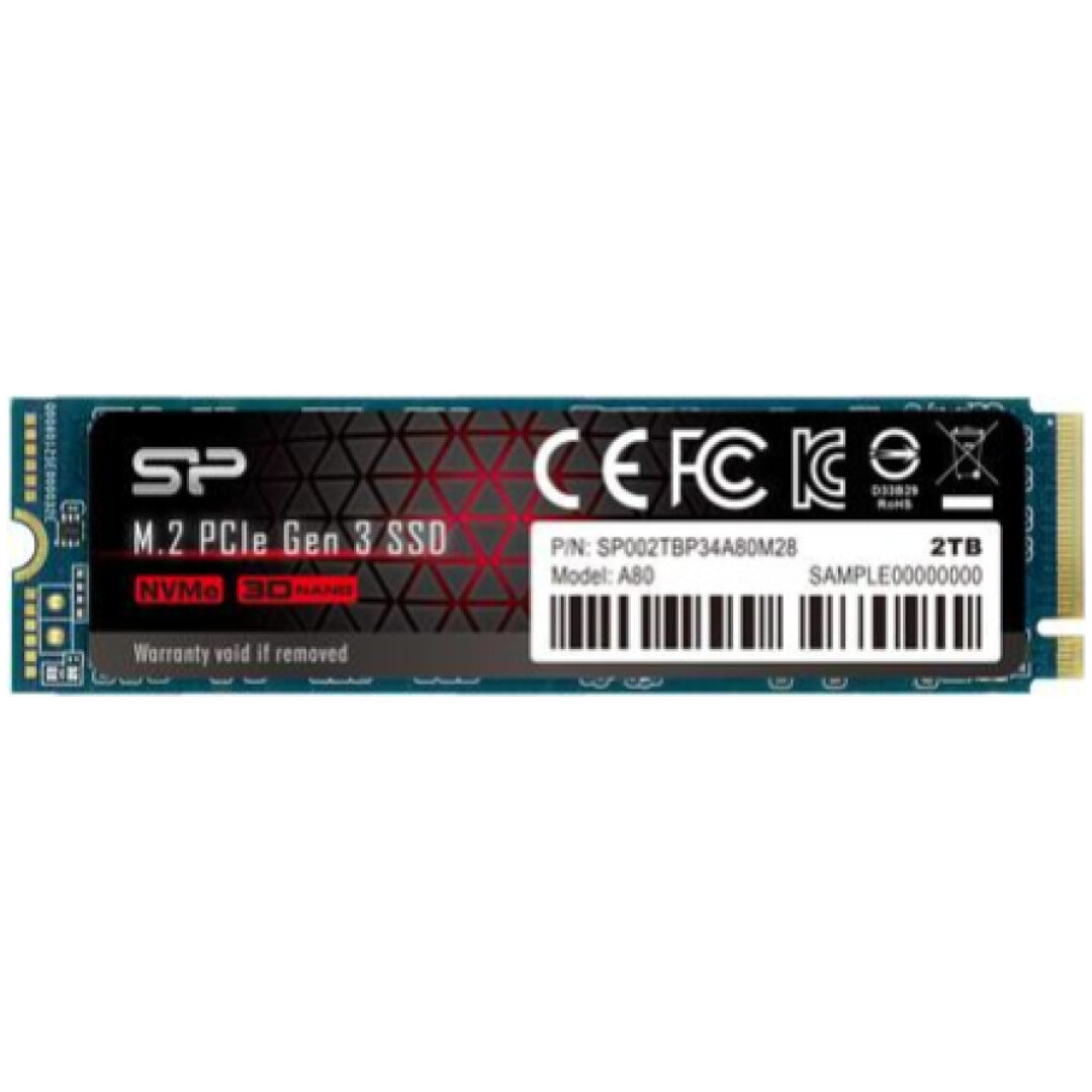 Disk SSD M.2 NVMe PCIe 3.0 2TB SiliconPower P3 2280 3400/3000MB/s (SP002TBP34A80M28)