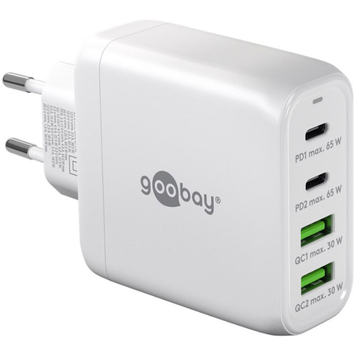 GOOBAY 2x USB-C + 2x USB-A 5V 68W beli hitri polnilec