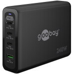 GOOBAY USB-C PD GaN Multi-Port 240W 4-Port GaN USB-C/USB-A črni polnilec