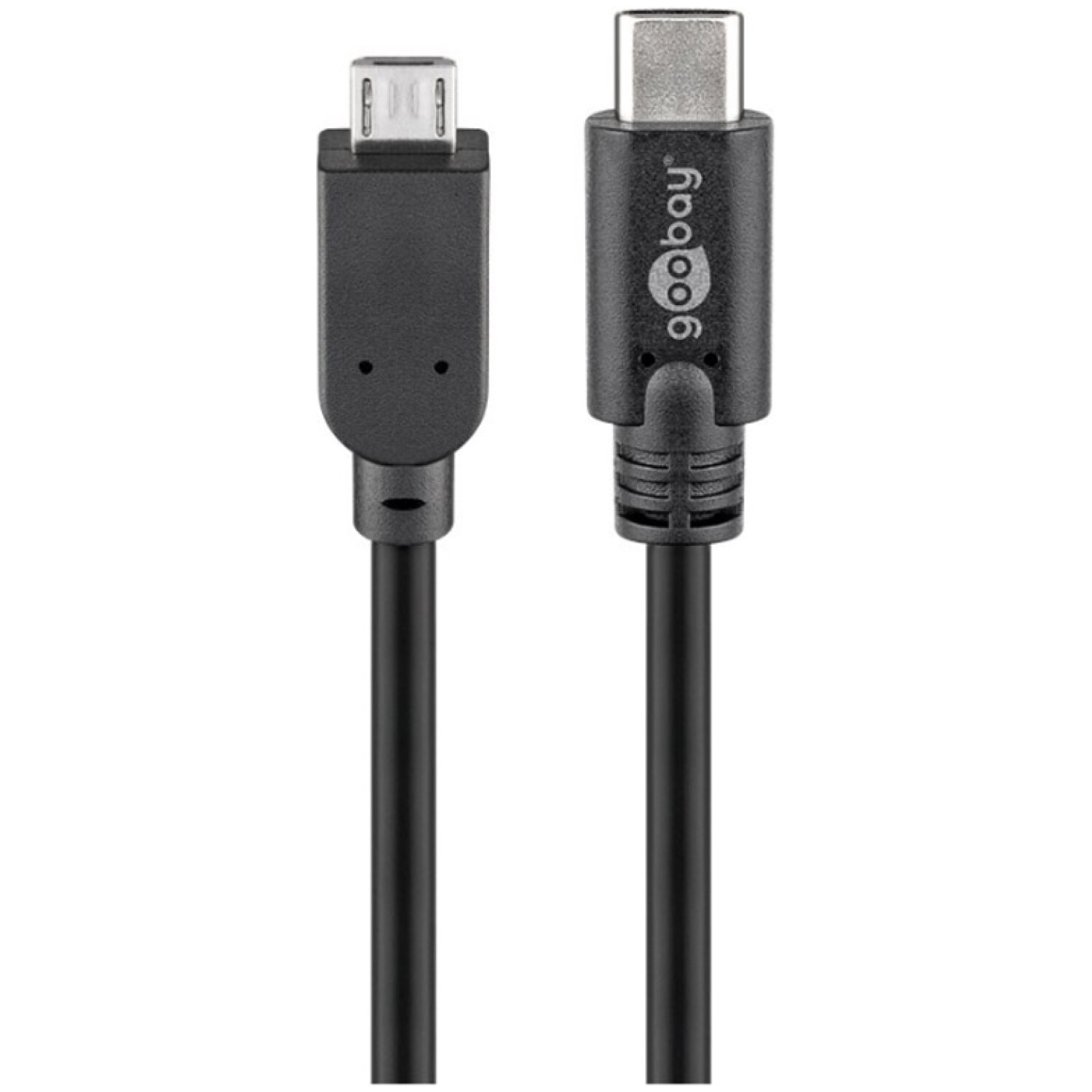 GOOBAY microUSB (Type B) / USB-C 1m črn prenos podatkov polnilni kabel