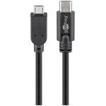 GOOBAY microUSB (Type B) / USB-C 1m črn prenos podatkov polnilni kabel