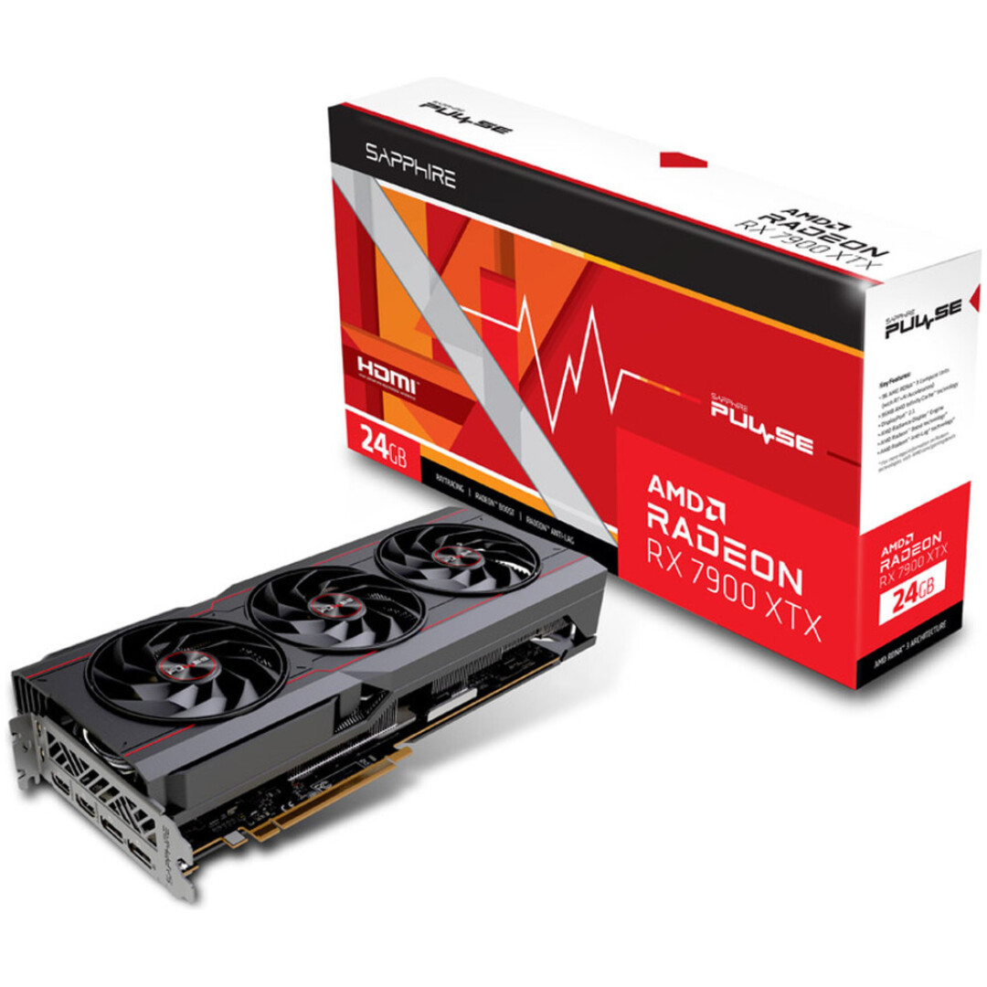 Grafična kartica AMD RX 7900XTX Sapphire Pulse - 24GB GDDR6 | 2xDisplayport 2.1 2xHDMI 2.1a (11322-02-20G)