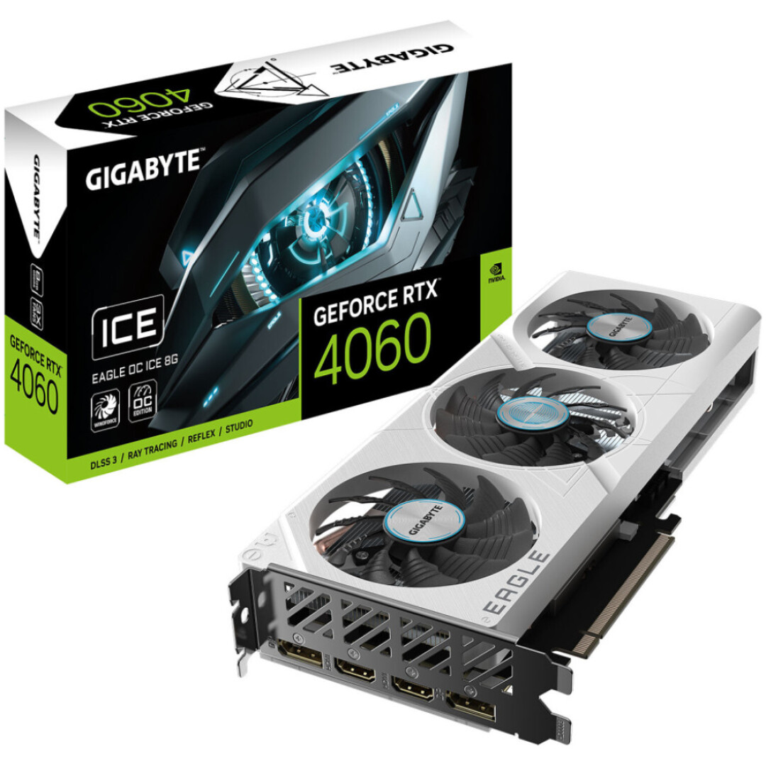 Grafična kartica nVidia RTX4060 GigaByte Eagle OC Ice - 8GB GDDR6 (GV-N4060EAGLEOC ICE-8GD)