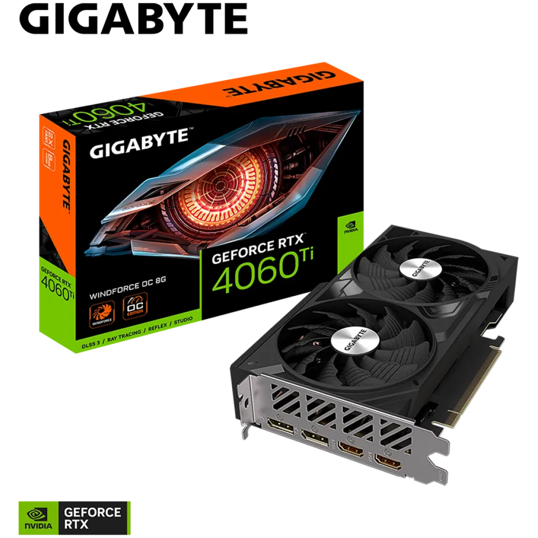 Grafična kartica nVidia RTX4060Ti GigaByte Windforce OC - 8GB GDDR6 (GV-N406TWF2OC-8GD)