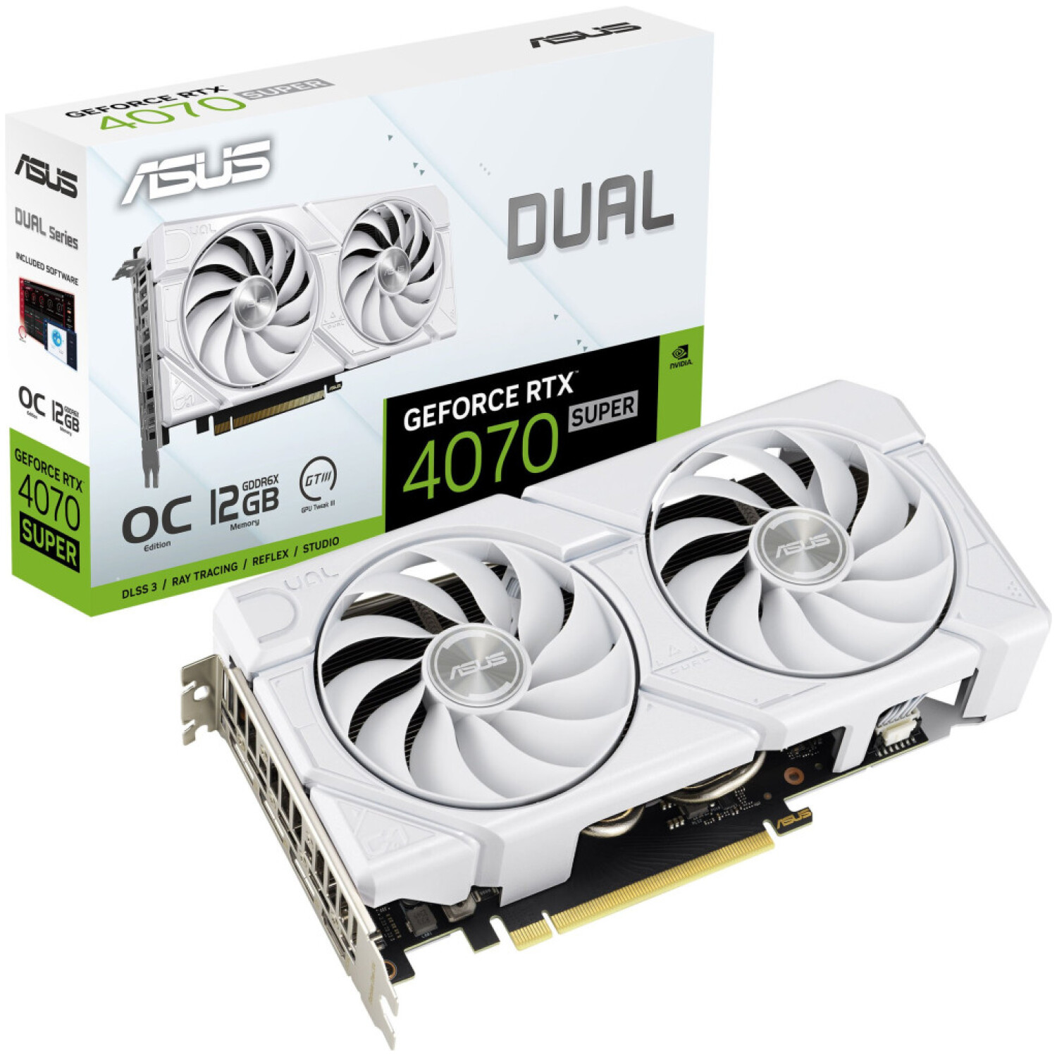 Grafična kartica nVidia RTX4070 Super Asus Dual EVO OC bela - 12GB GDDR6X (90YV0KC8-M0NA00)