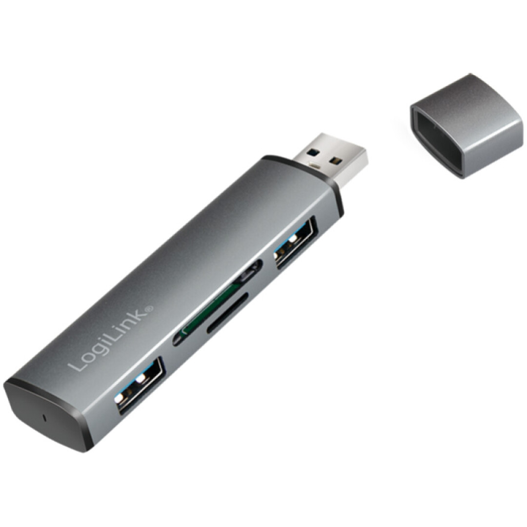 HUB USB 3.2 2portni LogiLink s čitalcem kartic SD in microSD (UA0394)