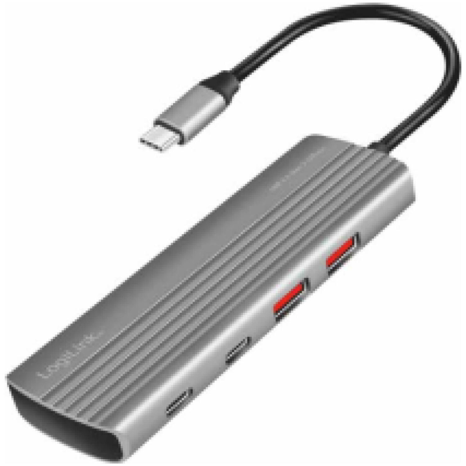 HUB USB-C => 2xUSB3.2 Gen2 tip A in 5xUSB-C3.2 Gen2 PD3.0 100W 10Gbps 20cm ALU ohišje space gray Logilink (UA0414)