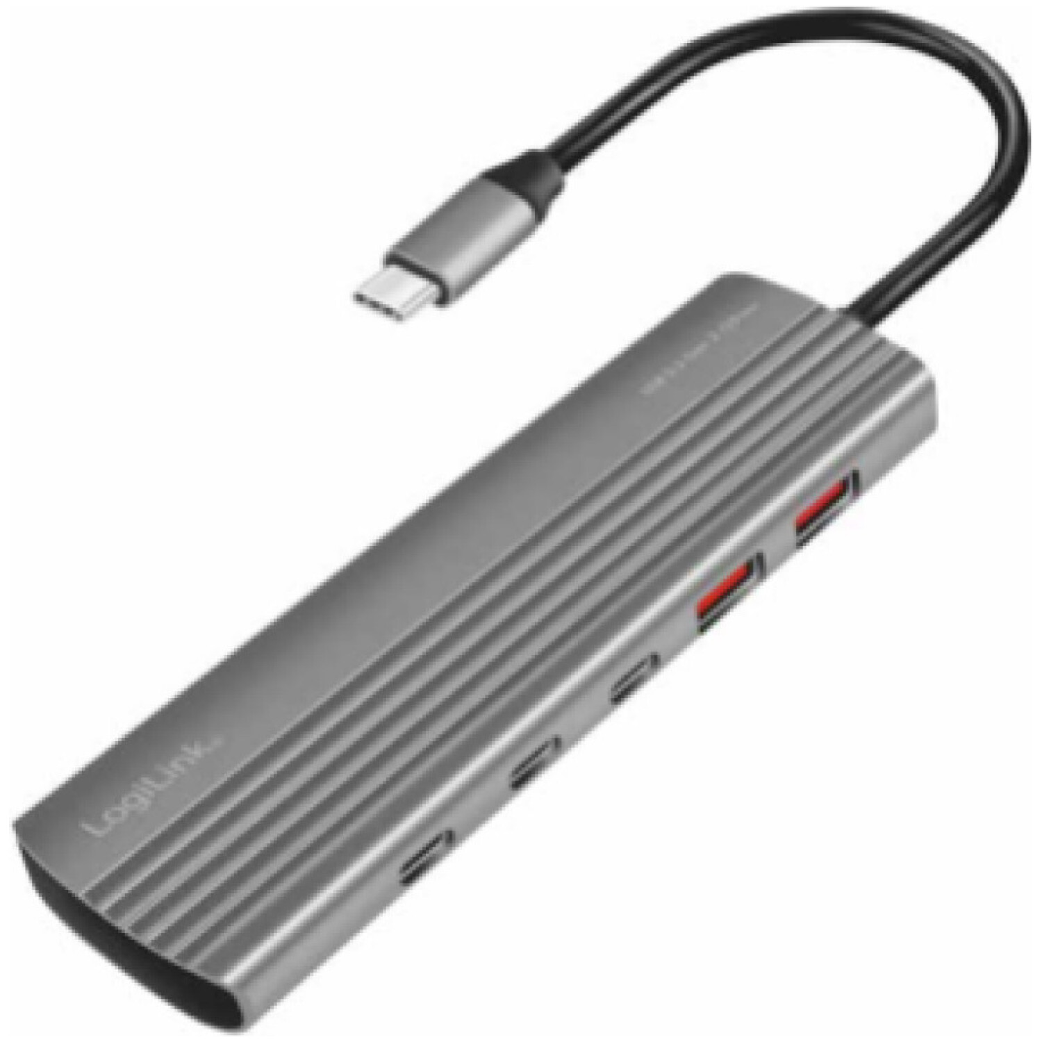 HUB USB-C => 2xUSB3.2 Gen2 tip A in 8xUSB-C3.2 Gen2 PD3.0 100W 10Gbps 20cm ALU ohišje space gray Logilink (UA0415)