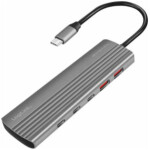 HUB USB-C => 2xUSB3.2 Gen2 tip A in 8xUSB-C3.2 Gen2 PD3.0 100W 10Gbps 20cm ALU ohišje space gray Logilink (UA0415)