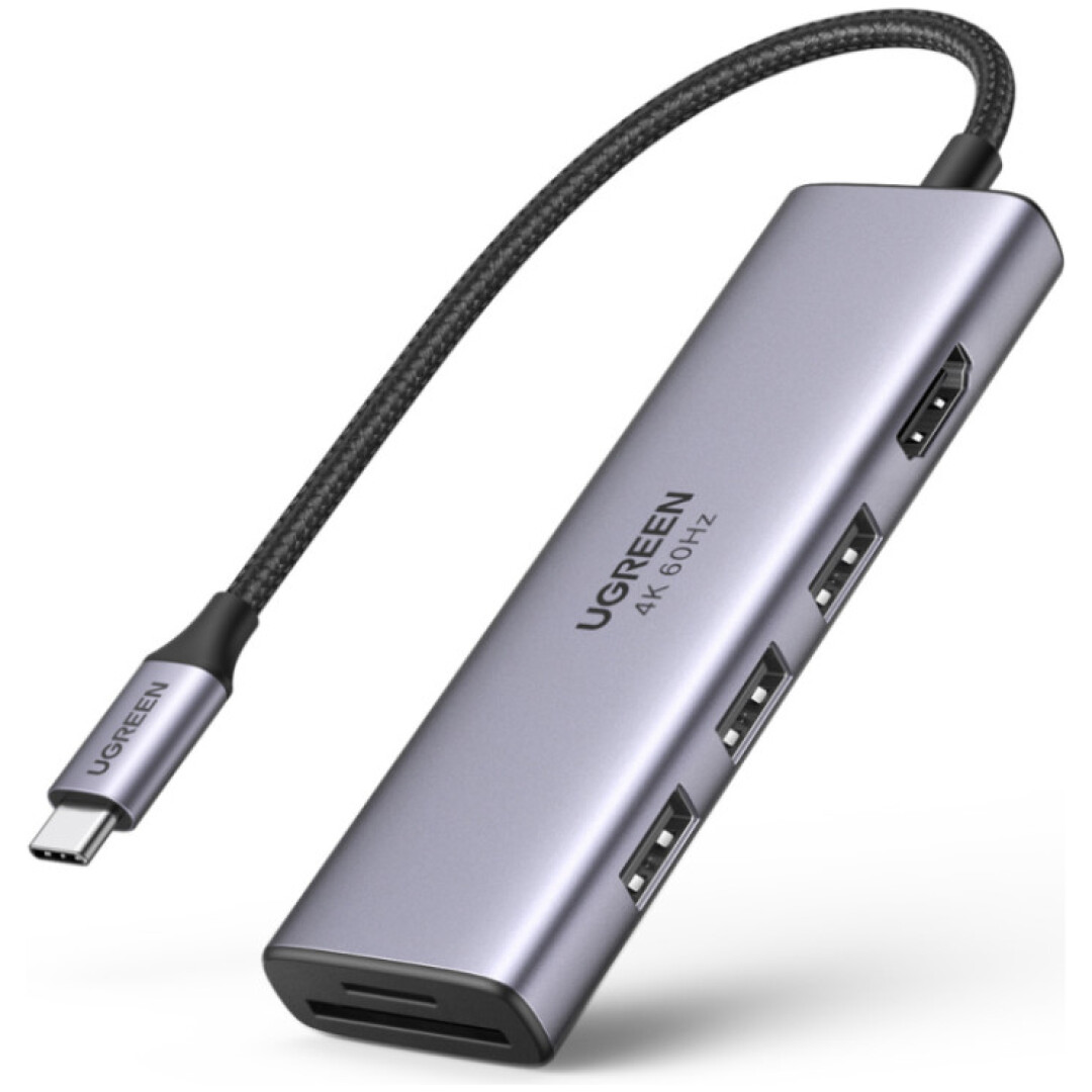 HUB USB-C => 3x USB 3.0 tip A Ugreen + HDMI + TF/SD (60383)