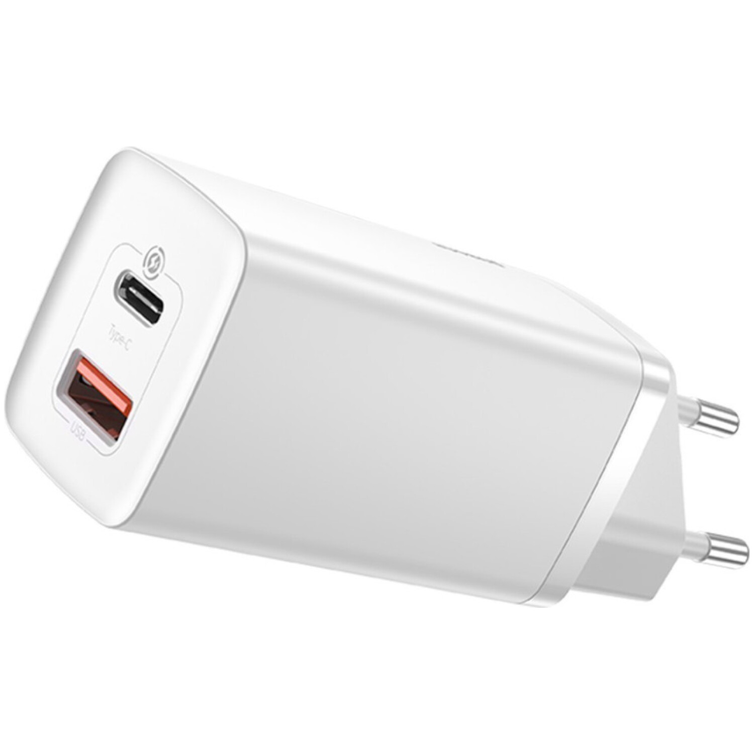 Hišni polnilec 100-240V => 1x USB-C in 1x USB-A 65W za mobilni telefon ali tablični računalnik Baseus GaN2 Lite PD3 + QC4 + SCP - bel (CCGAN2L-B02)