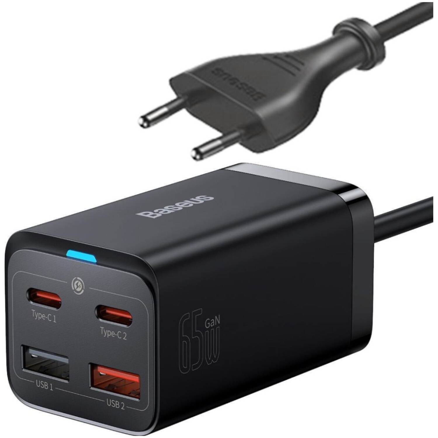 Hišni polnilec 100-240V => 2x USB-A 2x USB-C 65W za mobilni telefon ali tablični računalnik GaN3 PRO PD3 + QC4 Baseus (CCGP040101)