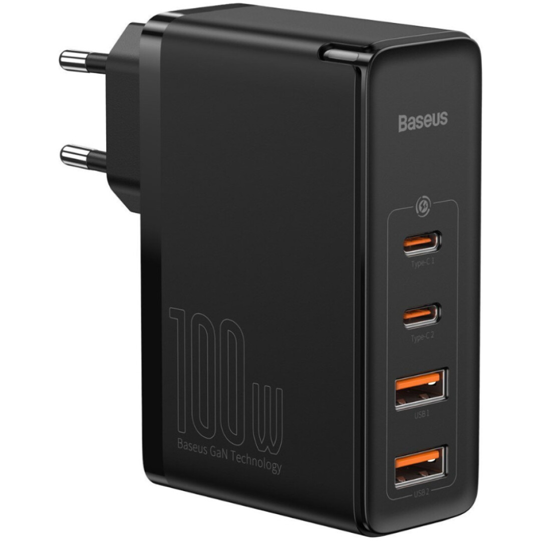 Hišni polnilec Baseus 100-240V => 2x USB-A 2x USB-C 100W GaN2 Lite PD3 QC4 SCP črn (CCGAN2L-E01) Baseus GaN2 Pro Quick Travel Charger 2x USB + 2x USB-C