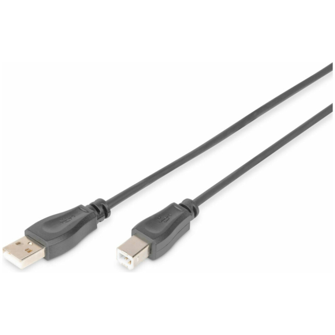 Kabel USB A => B 5m dvojno oklopljen črn Digitus (AK-300105-050-S)