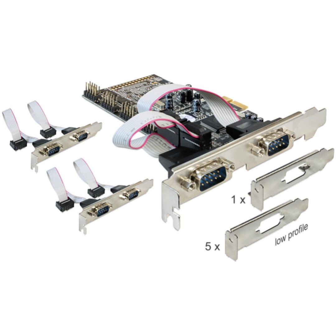 Kontroler PCI-Express => 6x serijski COM port RS232 9pin Delock