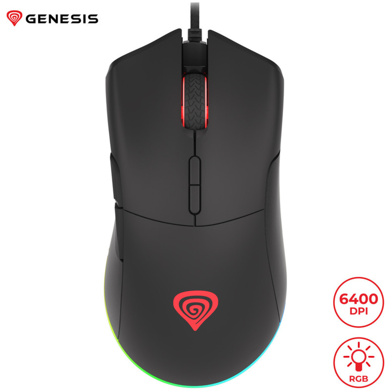 MIš Genesis Krypton 290 optična gaming RGB 6400DPI 7 prog. tipk spomin - črna