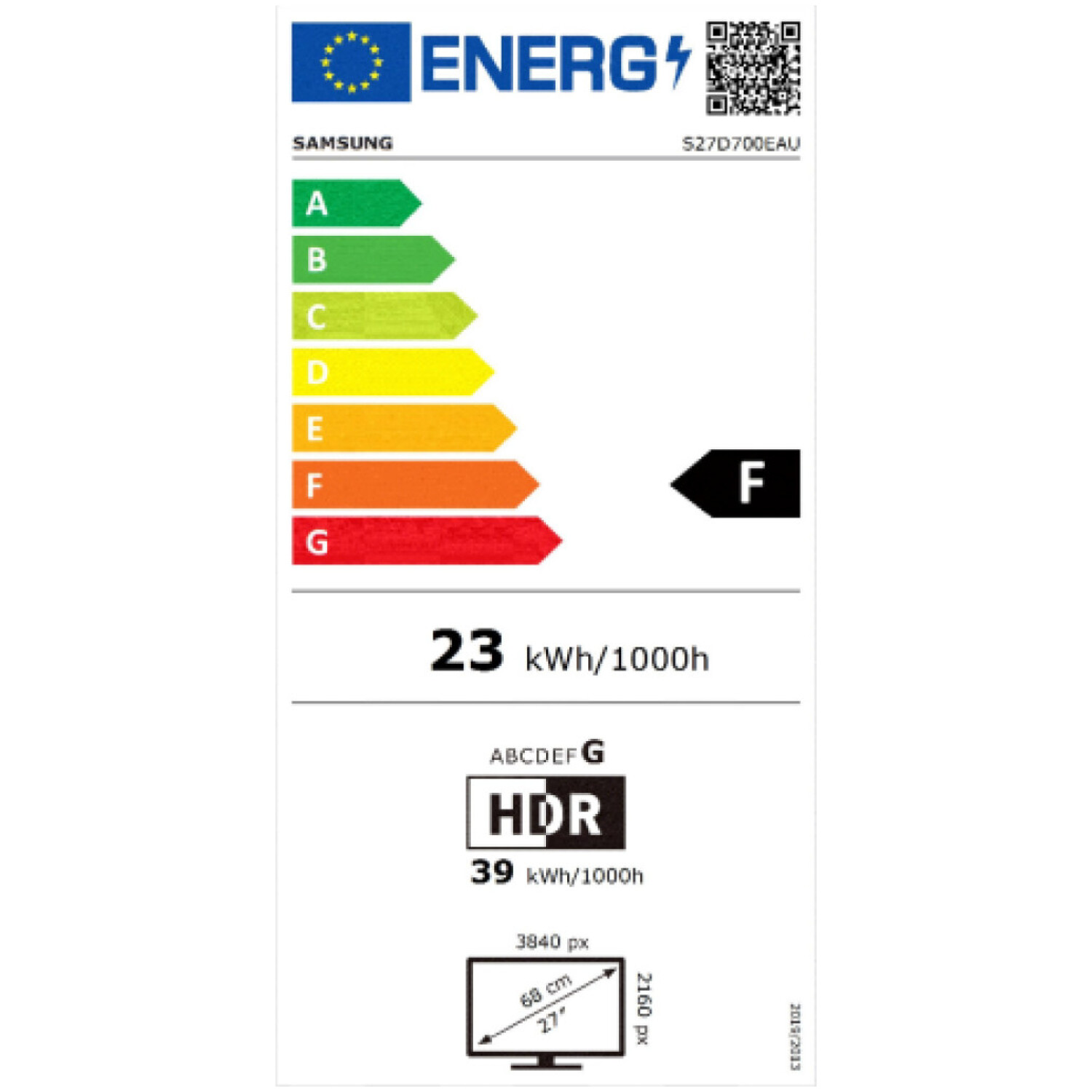 5") S32D700EAU 3840x2160 VA 4ms HDMI DisplayPort sRGB99% HDR10 črna