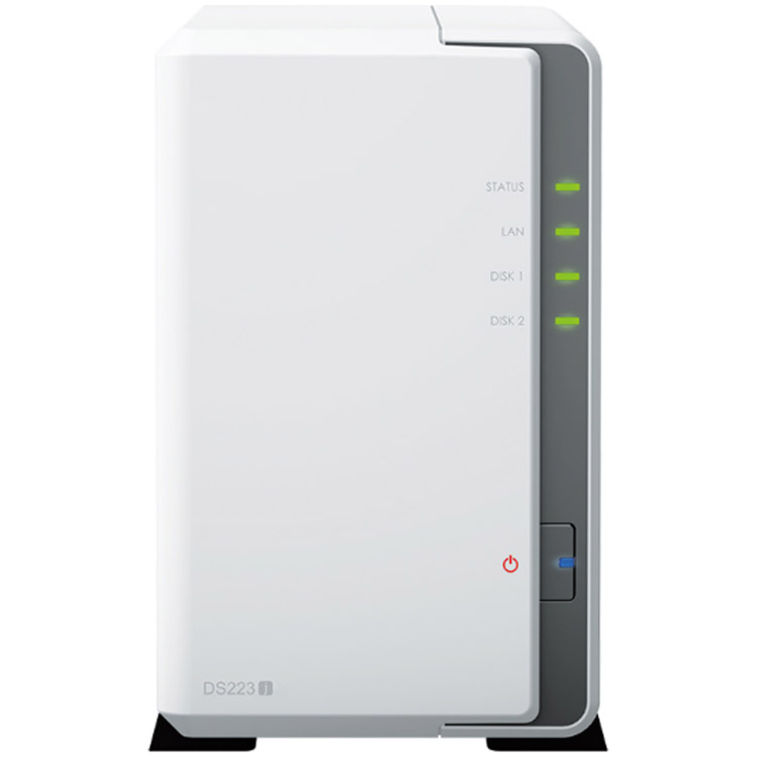 NAS ohišje Synology DS223J All-In-One server 2x 3.5" SATA HDD/SSD za mala in sr. Podjetja CPU 4-core 1.7 GHz 1GB DDR4 non-ECC 1xRJ-45 1GbE LAN 2xUSB3.2Gen1