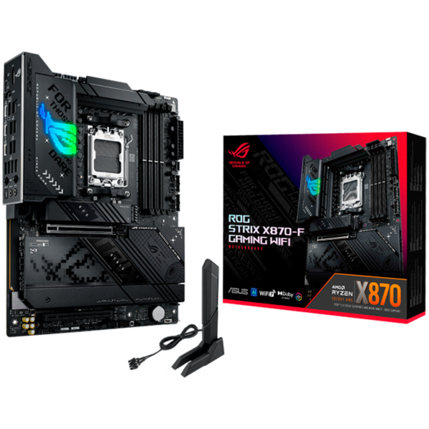 Osnovna plošča AM5 Asus ROG STRIX X870-F GAMING WIFI ATX 1xHDMI 2.1 1xDisplayPort 1.4 RAID 10