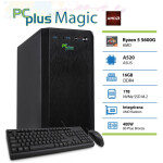 PCPLUS Magic AMD Ryzen 5 5600G 16GB 1TB NVMe SSD tipkovnica miška namizni računalnik