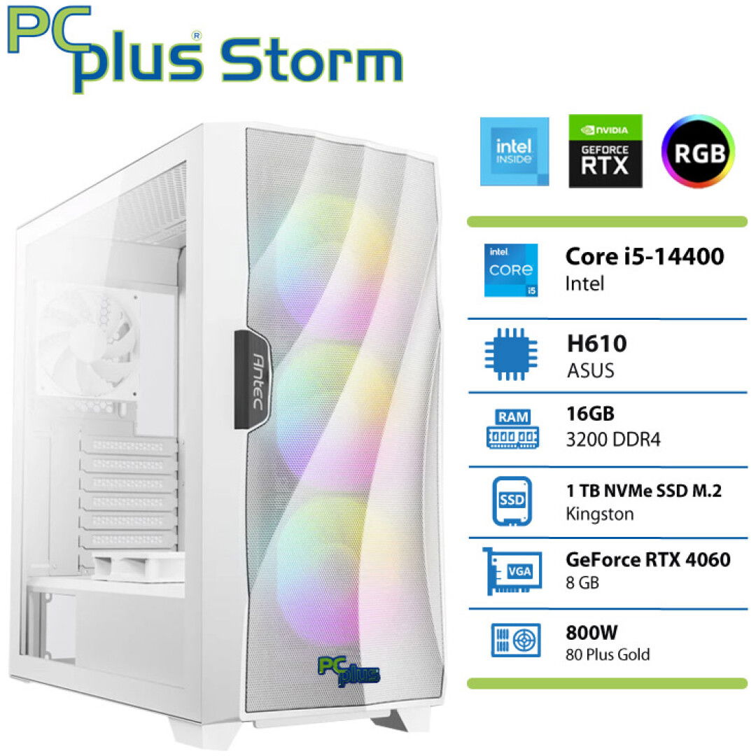 PCPLUS Storm i5-14400F 16GB 1TB NVMe SSD GeForce RTX 4060 DDR6 8GB RGB gaming namizni