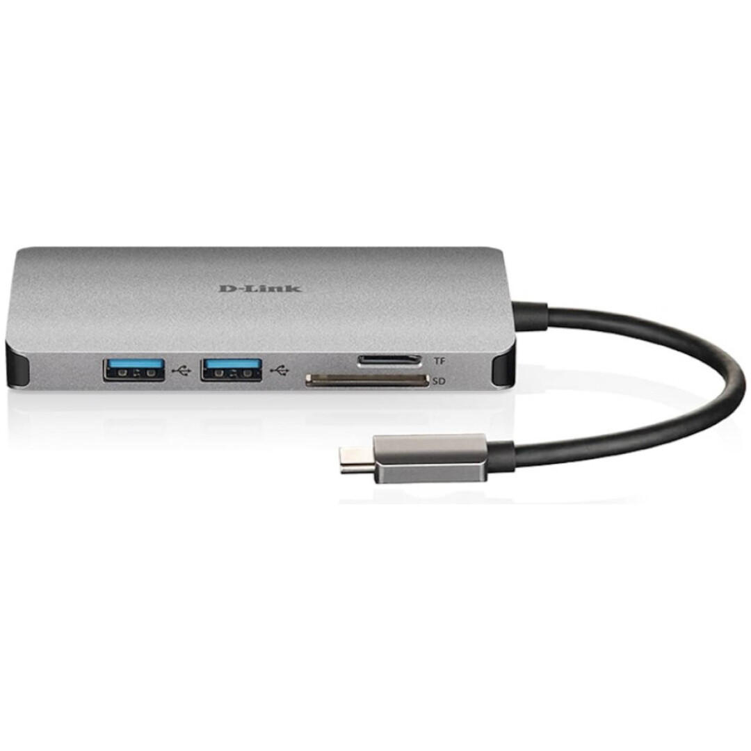 Priklopna postaja USB-C => D-LINK USB-C 8 v 1 HUB HDMI 4K USB 3.0 100W microSD/SD