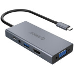 Priklopna postaja USB-C => USB 3.0 HDMI VGA avdio PD 60W ORICO (MC-U501P)