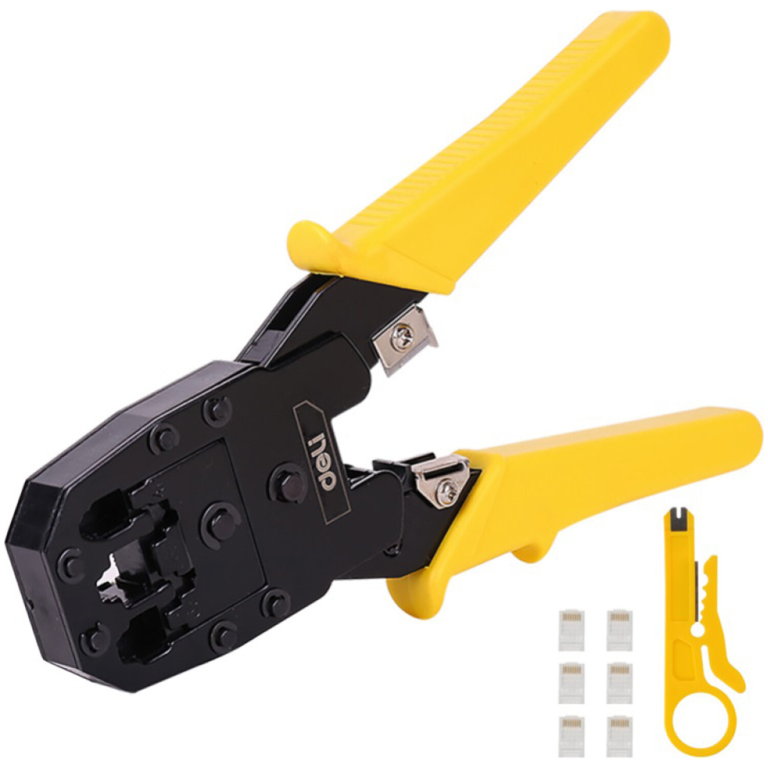 Pripomoček za servis - klešče Ethernet Crimper 4/6/8P RJ45/RJ14/RJ12/RJ9 Deli Tools rumene (EDL2468)