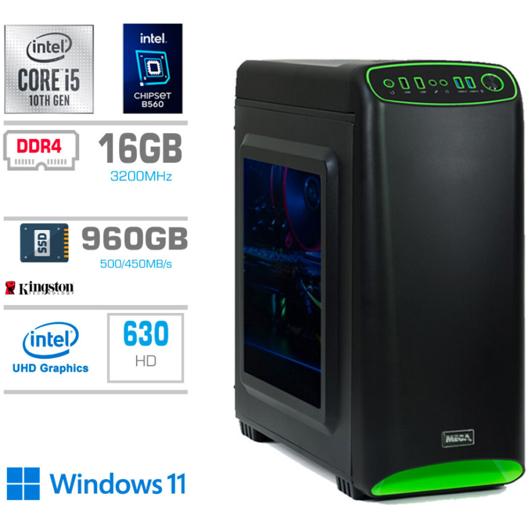 Računalnik MEGA MT 4000S i5-10400/Intel 630/16GB/960GB-SATA/DVDRW/350W/Win11Home